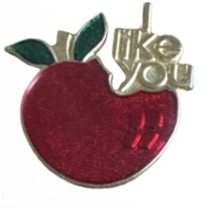POsx1974 Red and Gold Apple teacher appreciation Brooch